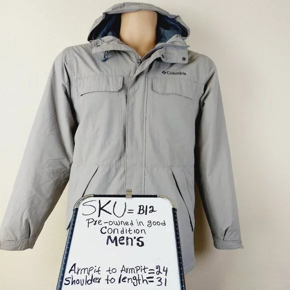 Columbia Men's Light Grey Long Sleeve Hooded Full-Zip Windbreaker Jacket Size S - Picture 11 of 11